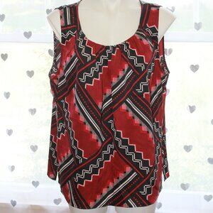 #338 Chico's Black Red White Geometric Pattern Dressy Tank Size 3 (16)